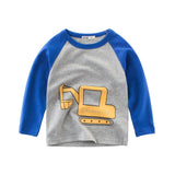 Boys T Shirt Tops Long-Sleeve  Toddler Baby Girls Kids Children Cotton Fashion Autumn Spring Print Car for 2 3 4 5 6 7 8 Years