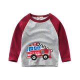 Boys T Shirt Tops Long-Sleeve  Toddler Baby Girls Kids Children Cotton Fashion Autumn Spring Print Car for 2 3 4 5 6 7 8 Years