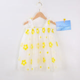 Mqtime Flower Embroidery Girls Dress Summer Baby Sling Tulle Pettskirt Sweet Lace Kid Princess Dresses Party Vestidos Para Clothes 1-6T
