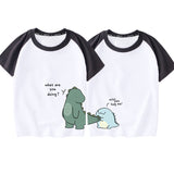 Mqtime New Dinosaur Printing Couple T Shirts Family Matching Clothing Cotton Soft Comfortable Short Sleeves Top Tee Family Outfits