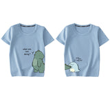 Mqtime New Dinosaur Printing Couple T Shirts Family Matching Clothing Cotton Soft Comfortable Short Sleeves Top Tee Family Outfits