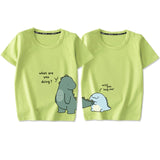 Mqtime New Dinosaur Printing Couple T Shirts Family Matching Clothing Cotton Soft Comfortable Short Sleeves Top Tee Family Outfits