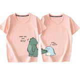 Mqtime New Dinosaur Printing Couple T Shirts Family Matching Clothing Cotton Soft Comfortable Short Sleeves Top Tee Family Outfits