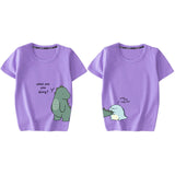 Mqtime New Dinosaur Printing Couple T Shirts Family Matching Clothing Cotton Soft Comfortable Short Sleeves Top Tee Family Outfits