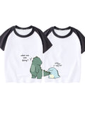 Mqtime New Dinosaur Printing Couple T Shirts Family Matching Clothing Cotton Soft Comfortable Short Sleeves Top Tee Family Outfits