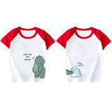 Mqtime New Dinosaur Printing Couple T Shirts Family Matching Clothing Cotton Soft Comfortable Short Sleeves Top Tee Family Outfits