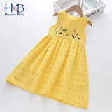 Mqtime Summer Girls Dress NEW Hollow Embroidered Fying Sleeves Princess Party Dress Fashion Baby Kids Girls Clothing