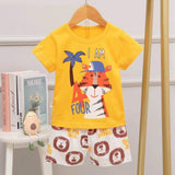 Mqtime Boys Girls Summer Children's Clothing Cartoon Kids Sports Suit T-shirt cotton Pants Pijamas Toddler Pajamas Set Dinosaur Unicorn
