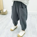 Mqtime Boys anti mosquito pants summer loose striped pants children's Cotton anti mosquito pants children cotton trousers  P898