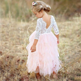 Winter Girls Dress 2021 Girls Clothes Princess Party Dress Backless Lace Tutu Layered Dress Elegant Ceremony Teenage Costume