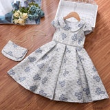 Mqtime Satin A-Line Cute Dress Girls Birthday Floral Print Dresses Children Clothing Casual Princess Party Clothes With Bow