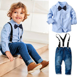 Mqtime Children's Clothing 2Pcs/Set Kids Baby Boys Business Tracksuit Solid T-Shirt+ Pants Suit For Boy Formal Party Wedding 1-6Y