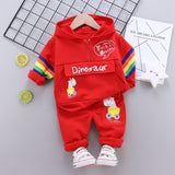 Mqtime Spring Kids Clothes Baby Dinosaur Cotton Sports Hooded Sweater Shirt Pants Sets Children Boys Kids Casual Suit 0-5 YEARS