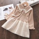 Bear Leader Long Sleeve Sweater Dress Girls Princess Baby Girl Clothes Sweet Tutu Party Dresses Christmas Little Girl Clothes