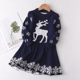 Bear Leader Long Sleeve Sweater Dress Girls Princess Baby Girl Clothes Sweet Tutu Party Dresses Christmas Little Girl Clothes