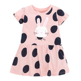 Kids Frocks 2021 New Summer Baby Girls Clothes Brand Dress Toddler Cotton Dot Bunny Flower Print Dresses for Kids 2-7 Years