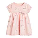 Kids Frocks 2021 New Summer Baby Girls Clothes Brand Dress Toddler Cotton Dot Bunny Flower Print Dresses for Kids 2-7 Years