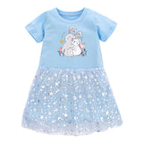 Kids Frocks 2021 New Summer Baby Girls Clothes Brand Dress Toddler Cotton Dot Bunny Flower Print Dresses for Kids 2-7 Years