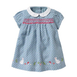 Kids Frocks 2021 New Summer Baby Girls Clothes Brand Dress Toddler Cotton Dot Bunny Flower Print Dresses for Kids 2-7 Years