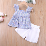 Mqtime Baby Girl Clothes Summer Children Clothing Flying Sleeveless Tops+White Shorts 2Pcs Plaid New Kids Clothing