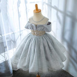 Mqtime Teens Girl Dress summer wedding retro Girl Dress Princess Formal Beauty Pageant Dress Party children's dress for Girl clothing