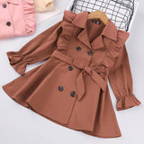 HE Hello Enjoy Toddler Girls Clothes Autumn Long Sleeve Fashion Trench Coats Children Solid Outerwear with Sashes Costume 2-6Y