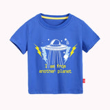 2021 Summer T-shirt for Boys Space Airplane Print T Shirt Kids Tops Tees Short Sleeves Cartoon Baby Clothes 2-10 Years Dropship