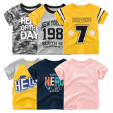 Letters Print T Shirt Boys Girls Summer Kid Clothes Unisex Figure T-shirts for Boy Cotton Top Tee Children's Clothing Dropship