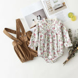 2Pcs Vintage Baby Girl Clothes Set Summer Cotton Girls Floral Blouse Shirt Romper Dress Spring Newborn Baby Girl Clothes Outfits