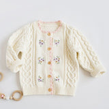 New Autumn Winter  Baby Girls Embroider Cardigan Coat 1-8Yrs Children Clothing Girls Knitted Kids Cardigan Coat