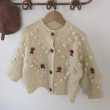 New Autumn Winter  Baby Girls Embroider Cardigan Coat 1-8Yrs Children Clothing Girls Knitted Kids Cardigan Coat