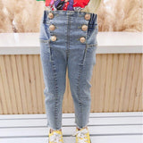 Mqtime Baby Girls Jeans Star Print Jeans Pants For Girls Elastic Waist Kids Jeans With Hole Autumn Novelty Clothes For Infant Girls