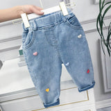 Mqtime Toddler Girl Jeans Blue Color Spring Autumn Korean Style Girls Denim Pants Casual School Children Jeans