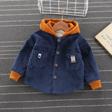 Mqtime male and female baby autumn and winter thick coat boys fashion corduroy cartoon sweatshirt hooded Korean jacket