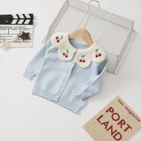 Mqtime Teenster Fall Girls Cardigan Cute Flower Embroidery Baby Children Tops Fashion Winter Toddler Kids Sweaters Princess Outfits