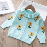 Mqtime Teenster Fall Girls Cardigan Cute Flower Embroidery Baby Children Tops Fashion Winter Toddler Kids Sweaters Princess Outfits