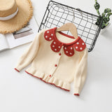 Mqtime Teenster Fall Girls Cardigan Cute Flower Embroidery Baby Children Tops Fashion Winter Toddler Kids Sweaters Princess Outfits