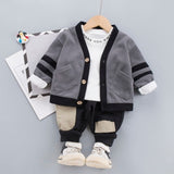 Mqtime Baby Boys Clothes Cardigan + T-shirt + Pants 3 Pieces/set for Children Casual Outfits Infant Dress Fall Kids Clothing