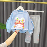 Mqtime Spring And Autumn New Female Baby Outer Wear Party Casual Cute Autumn Style Children's Clothes Cartoon Two-Piece Suit